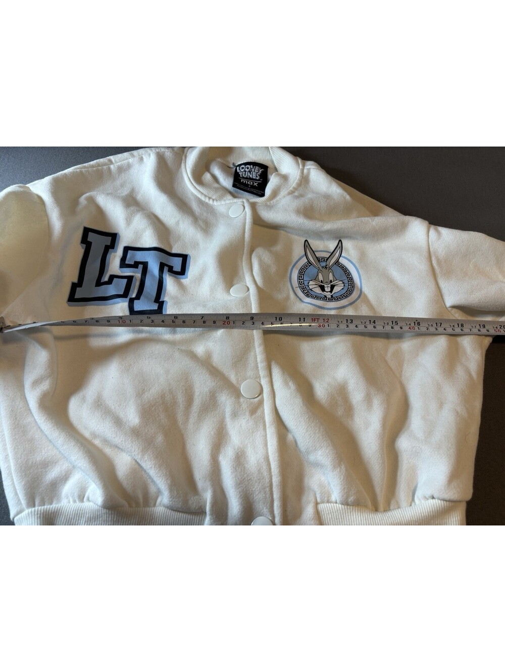 Looney Tunes Max Bugs Bunny Cropped College Button Up Sweater Women’s Small - Picture 5 of 15